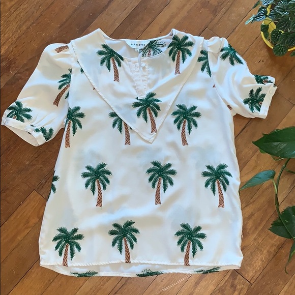 Pepa Loves Tops - Pepa Loves | Palm Embroidered Bibbed Blouse!
